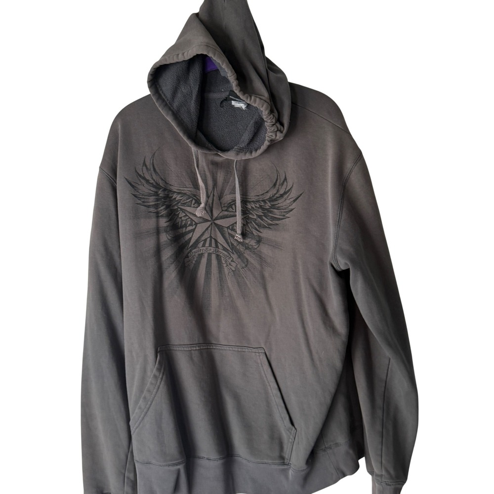 Hybrid Y2k Vintage Mens Graphic Hoodie Star Wings Grunge Pullover Hooded Sweater